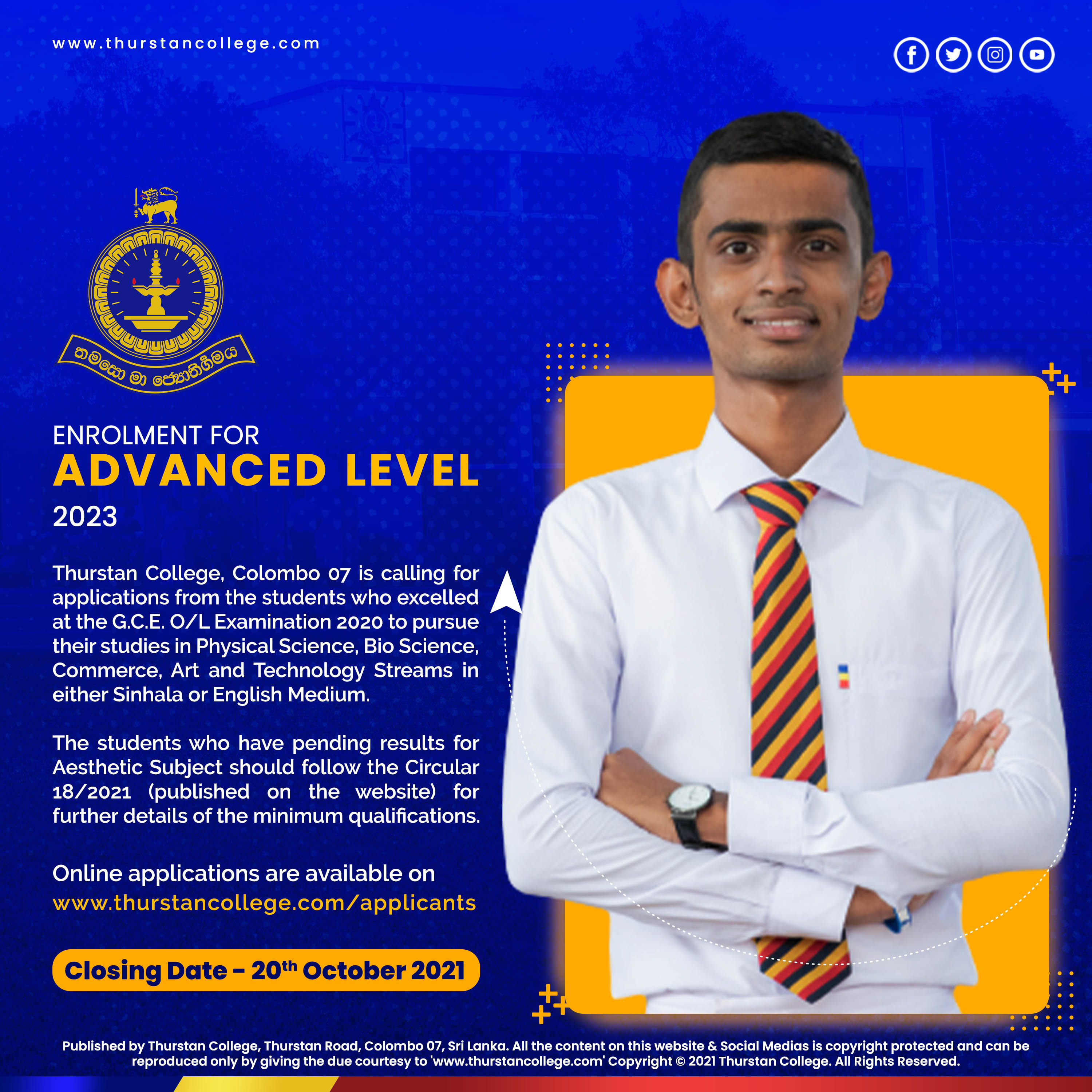 Enrollment for Advanced Level Classes - 2021
